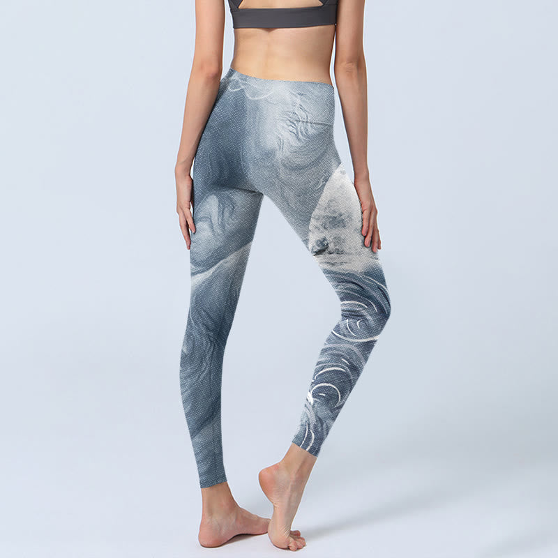 Pantalon de yoga pour femme Buddha Stones Light Slate Grey White Cat Leggings d'exercice - image 4