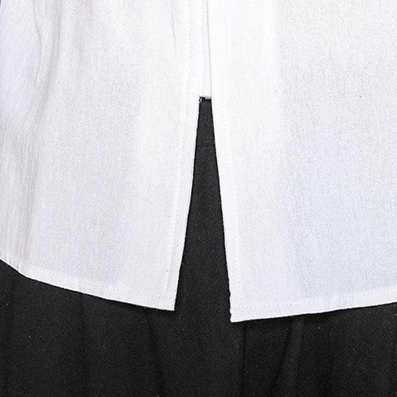 Chemise à manches longues et boutons de grenouille en lin pour homme Buddha Stones