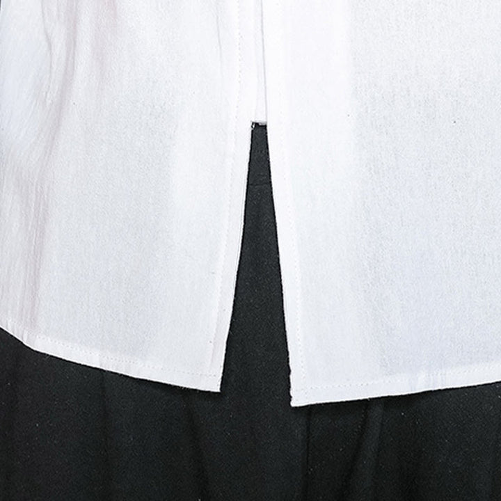 Chemise à manches longues et boutons de grenouille en lin pour homme Buddha Stones