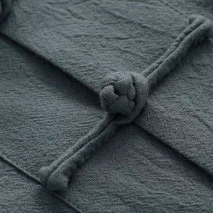 Ensemble 2 pièces de costume Tang traditionnel avec boutons de Buddha Stones et chemise à manches longues et pantalon pour homme - image 10