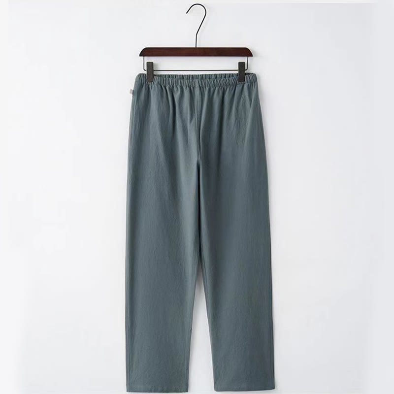 Ensemble 2 pièces de costume Tang traditionnel avec boutons de Buddha Stones et chemise à manches longues et pantalon pour homme - image 11