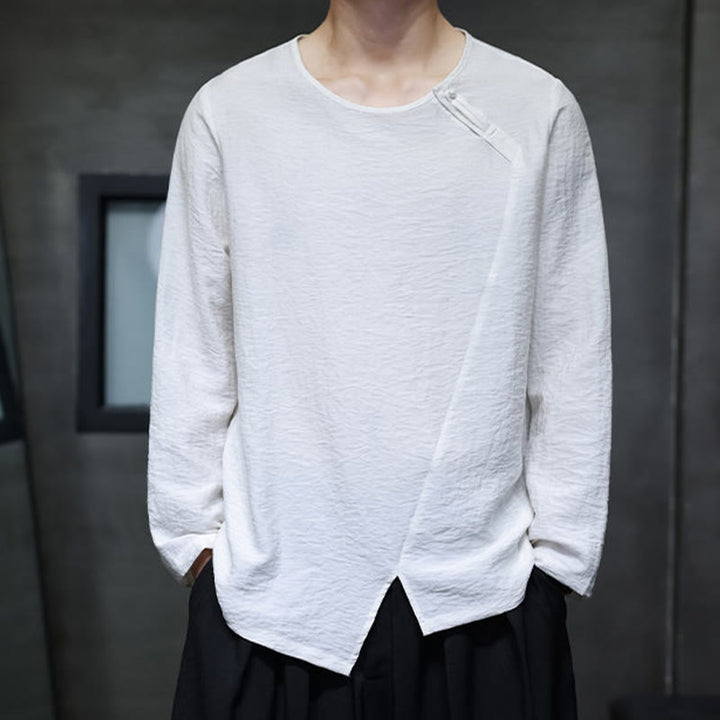 T-shirt à manches longues et col rond en coton pour homme avec Buddha Stones - Blanc - US/UK/AU46，EU56 (5XL) - image 7