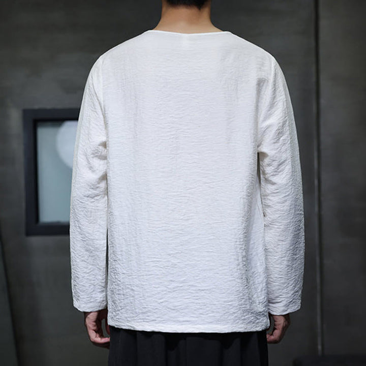 T-shirt à manches longues et col rond en coton pour homme avec Buddha Stones - image 10