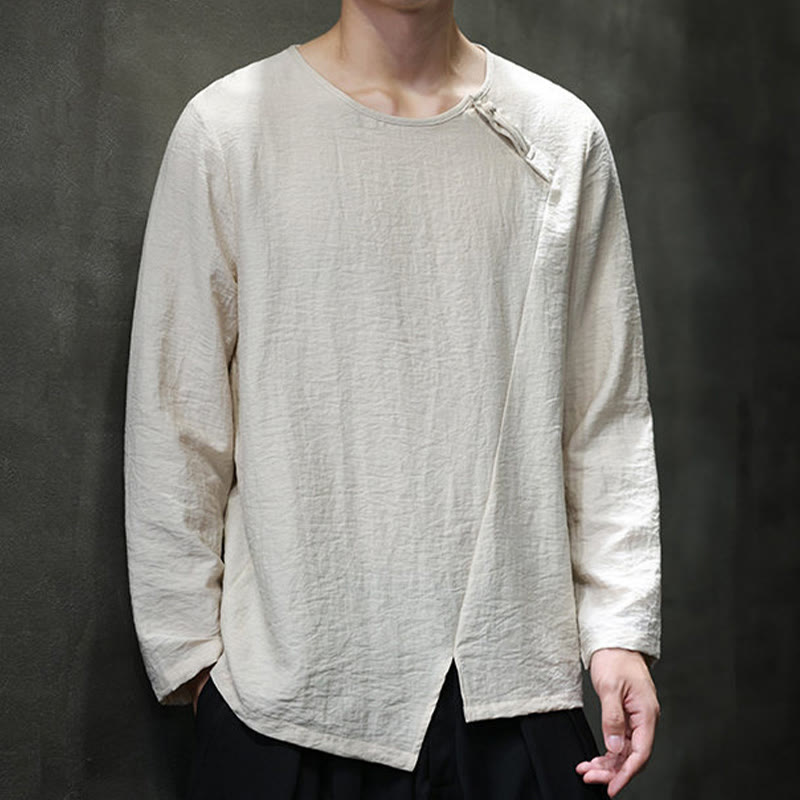 T-shirt à manches longues et col rond en coton pour homme avec Buddha Stones - image 3