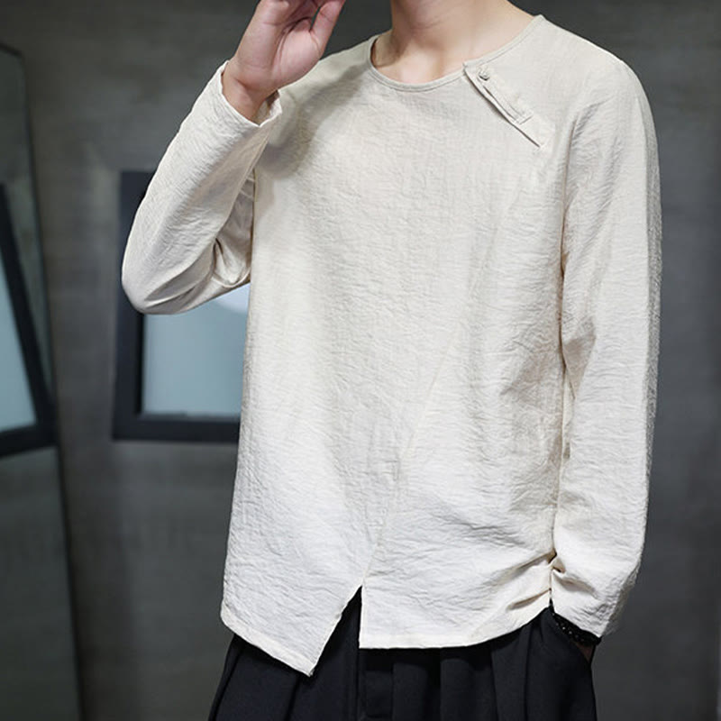 T-shirt à manches longues et col rond en coton pour homme avec Buddha Stones - image 4