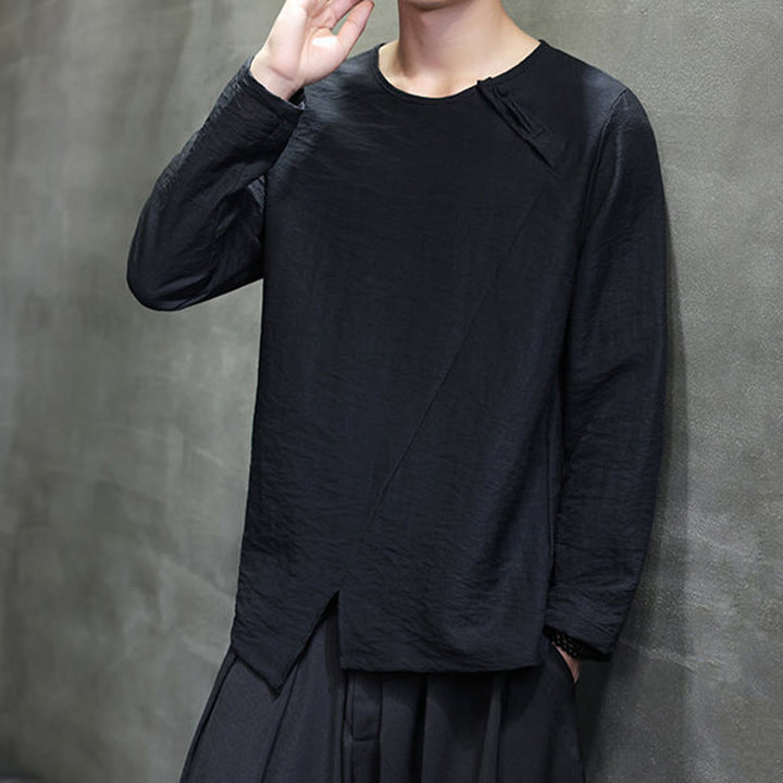 T-shirt à manches longues et col rond en coton pour homme avec Buddha Stones - image 24