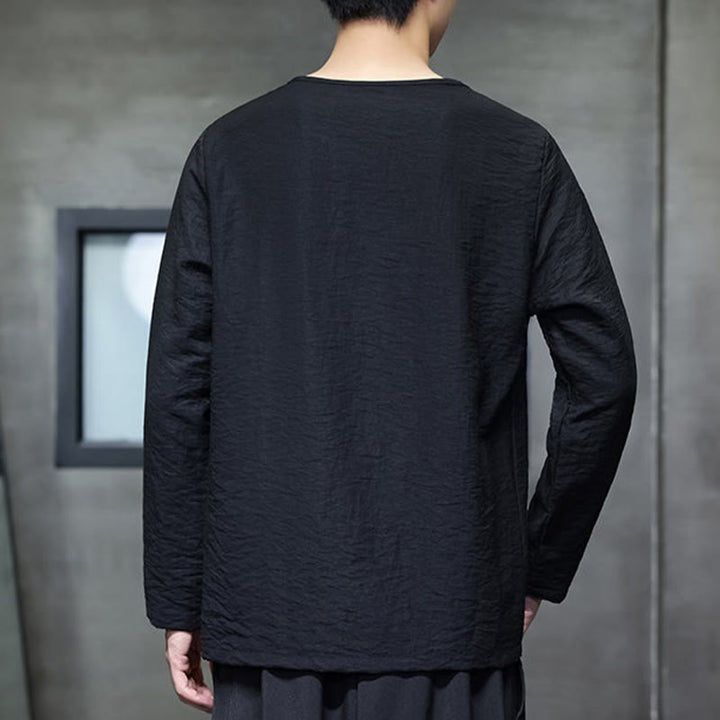 T-shirt à manches longues et col rond en coton pour homme avec Buddha Stones - image 24
