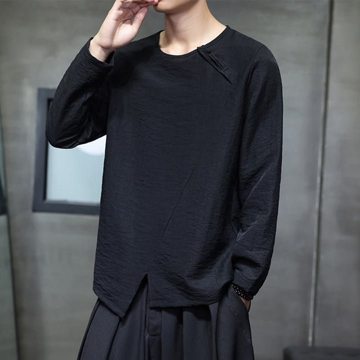 T-shirt à manches longues et col rond en coton pour homme avec Buddha Stones - image 30