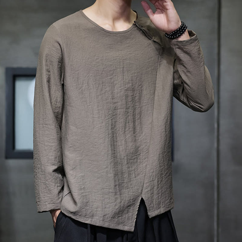 T-shirt à manches longues et col rond en coton pour homme avec Buddha Stones - image 35