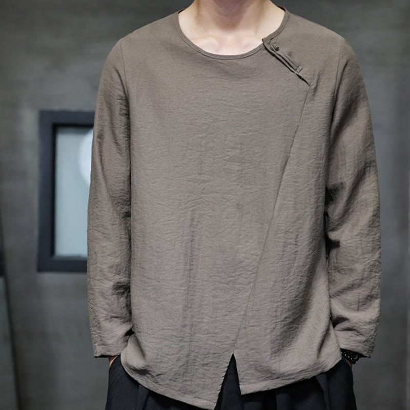 T-shirt à manches longues et col rond en coton pour homme avec Buddha Stones - image 34