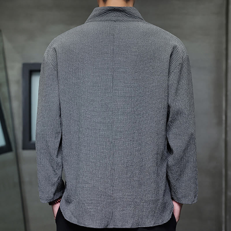 T-shirt à manches longues et col en V simple avec Buddha Stones pour hommes - image 21