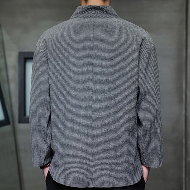 T-shirt à manches longues et col en V simple avec Buddha Stones pour hommes - image 21