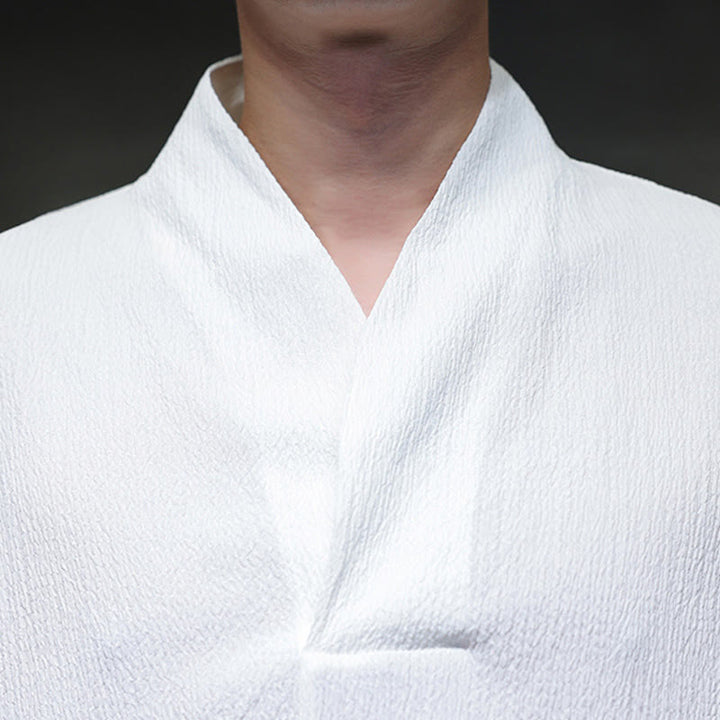 T-shirt à manches longues et col en V simple avec Buddha Stones pour hommes