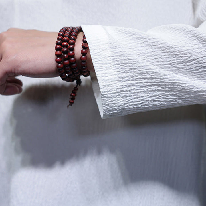 T-shirt à manches longues et col en V simple avec Buddha Stones pour hommes