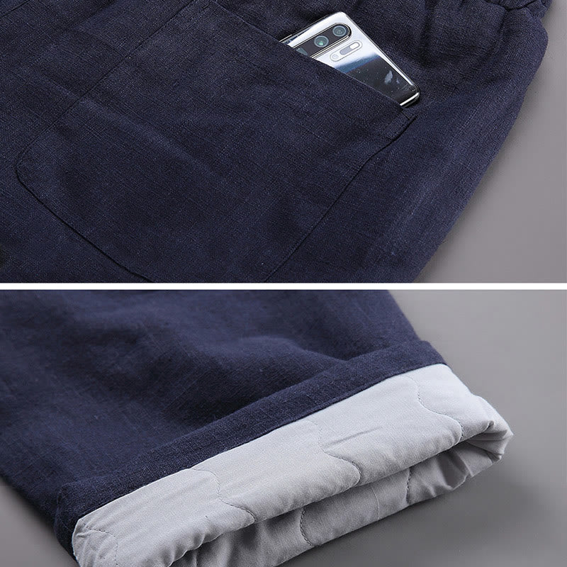 Pantalon d'hiver en lin avec cordon de serrage et poches pour homme Buddha Stones - image 5