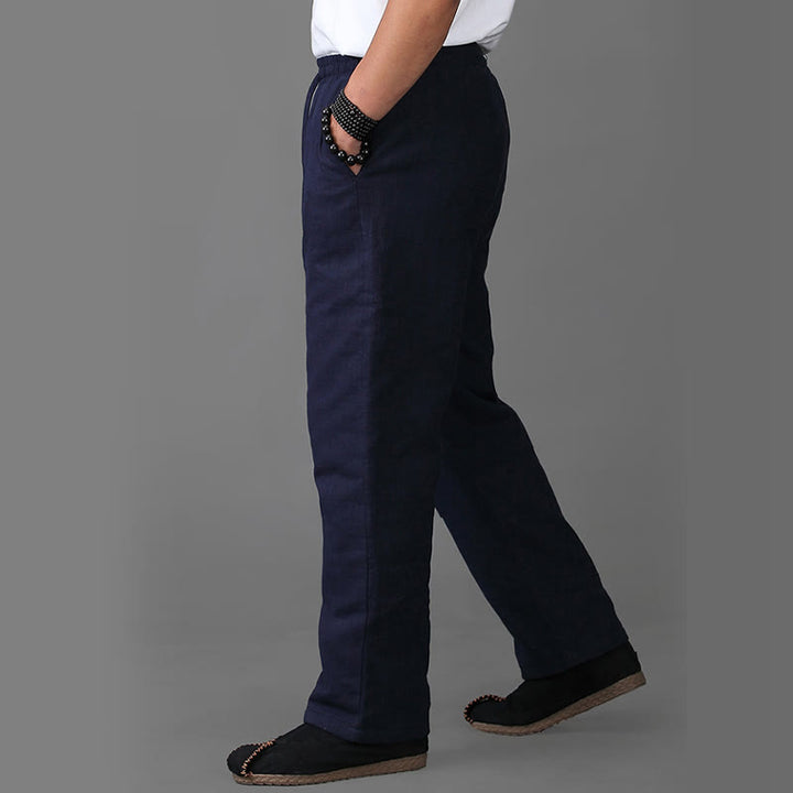 Pantalon d'hiver en lin avec cordon de serrage et poches pour homme Buddha Stones - image 3