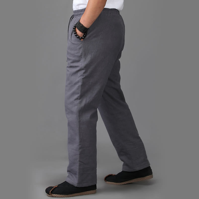 Pantalon d'hiver en lin avec cordon de serrage et poches pour homme Buddha Stones - image 13