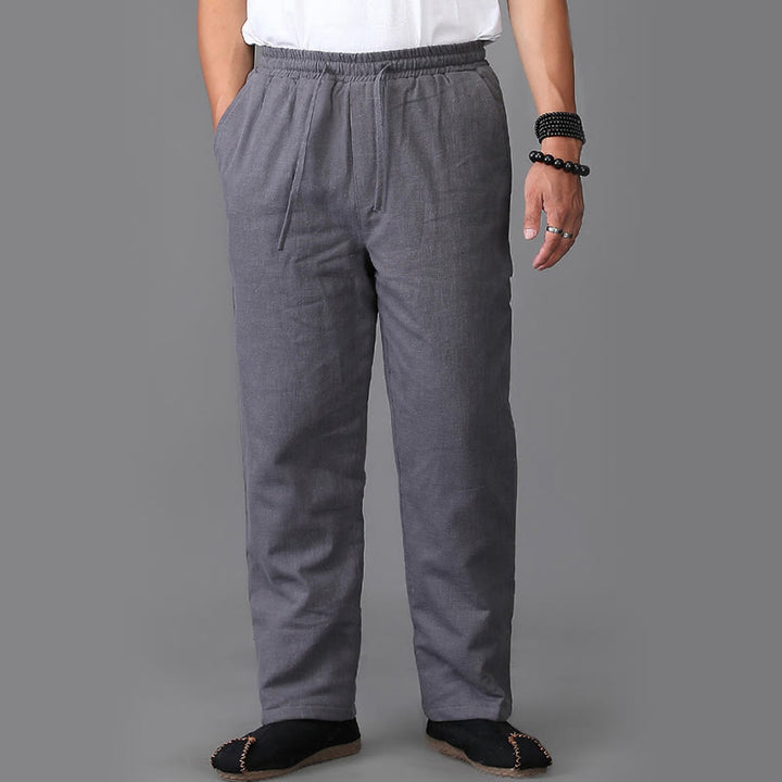 Pantalon d'hiver en lin avec cordon de serrage et poches pour homme Buddha Stones - image 12