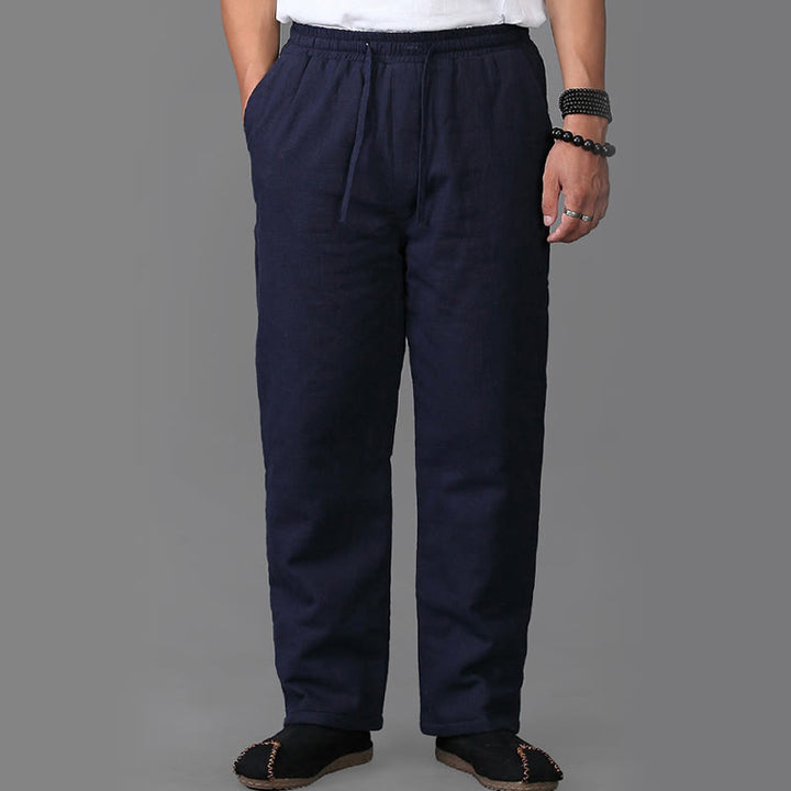 Pantalon d'hiver en lin avec cordon de serrage et poches pour homme Buddha Stones - image 2
