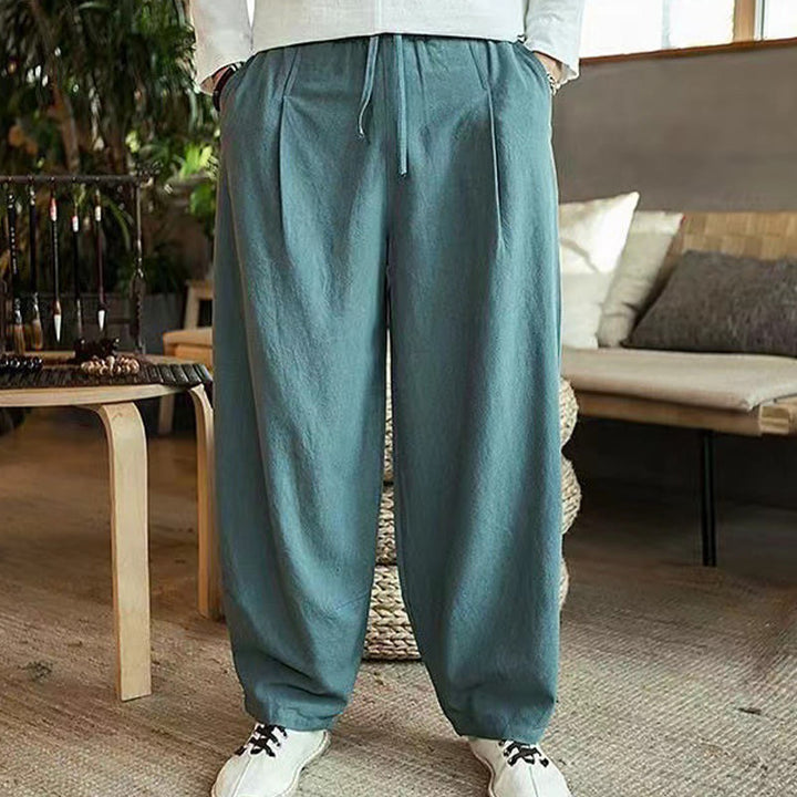 Pantalon sarouel décontracté en coton avec cordon de serrage et poches pour homme Motif Buddha Stones - Vert foncé - US/UK/AU46，EU56 (5XL) - image 16
