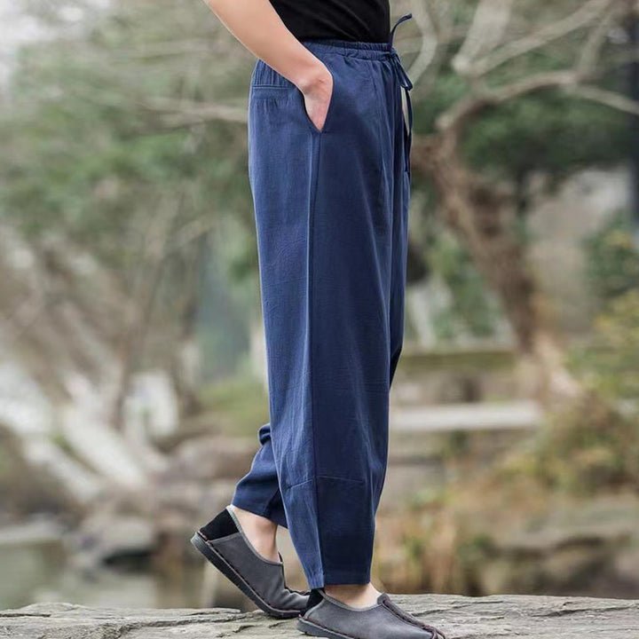 Pantalon sarouel décontracté simple à cordon de serrage et poches pour homme Motif Buddha Stones - image 2