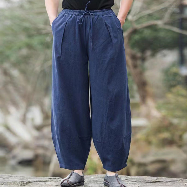 Pantalon sarouel décontracté simple à cordon de serrage et poches pour homme Motif Buddha Stones - image 3