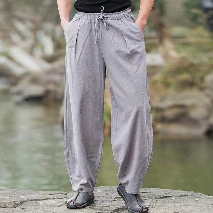 Pantalon sarouel décontracté en coton avec cordon de serrage et poches pour homme Motif Buddha Stones - image 11
