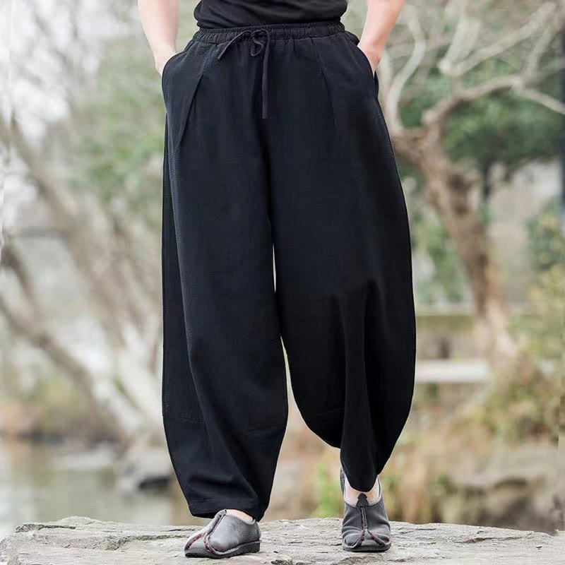 Pantalon sarouel décontracté en coton avec cordon de serrage et poches pour homme Motif Buddha Stones - image 8