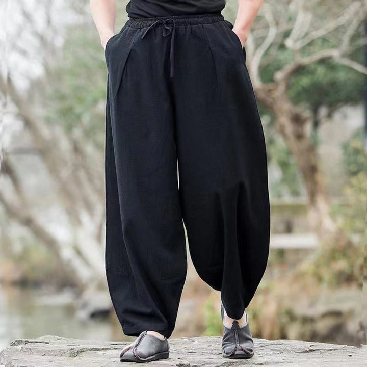 Pantalon sarouel décontracté en coton avec cordon de serrage et poches pour homme Motif Buddha Stones - image 8