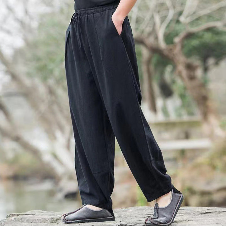 Pantalon sarouel décontracté en coton avec cordon de serrage et poches pour homme Motif Buddha Stones - image 6