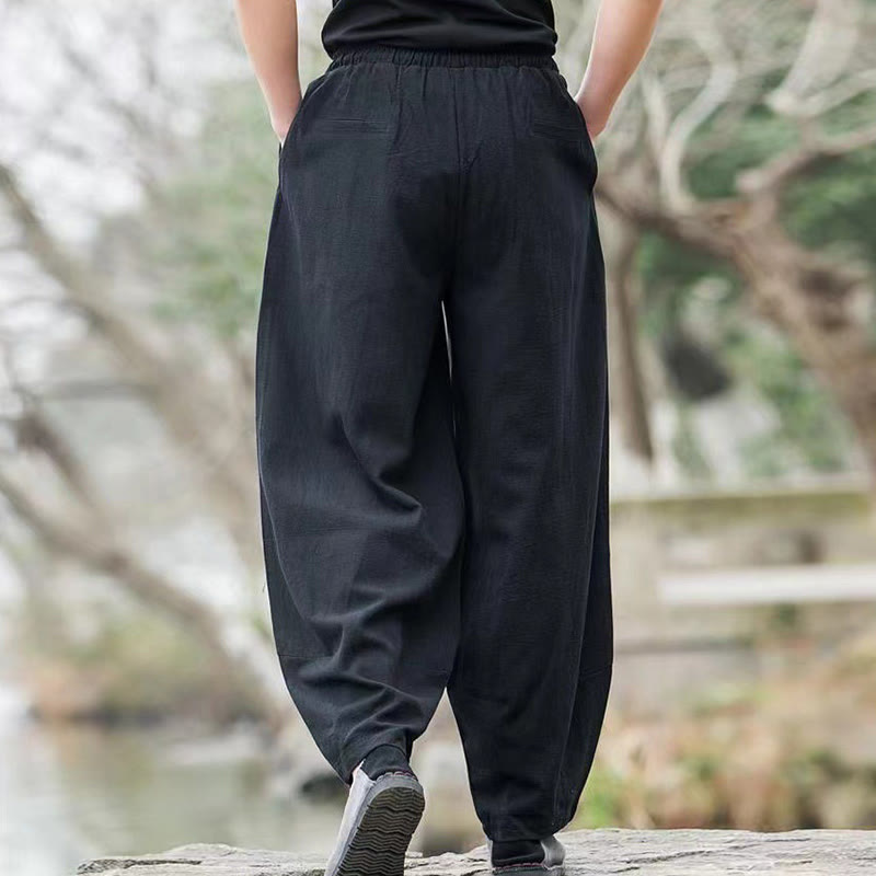Pantalon sarouel décontracté simple à cordon de serrage et poches pour homme Motif Buddha Stones - image 6