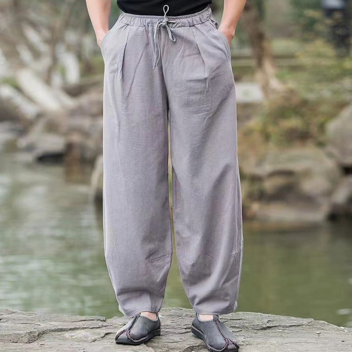 Pantalon sarouel décontracté simple à cordon de serrage et poches pour homme Motif Buddha Stones - image 9