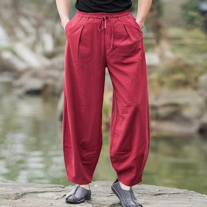 Pantalon sarouel décontracté en coton avec cordon de serrage et poches pour homme Motif Buddha Stones - image 15