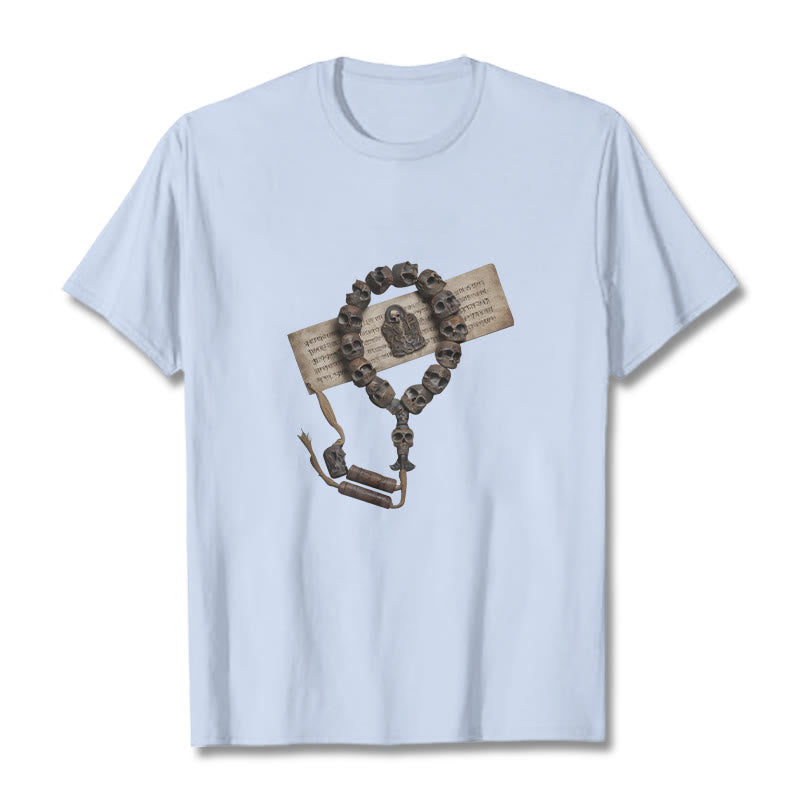 T-shirt à motifs de perles tibétaines représentant des Buddha Stones et le Seigneur de la forêt des cadavres - Cyan clair - 2XL - image 13