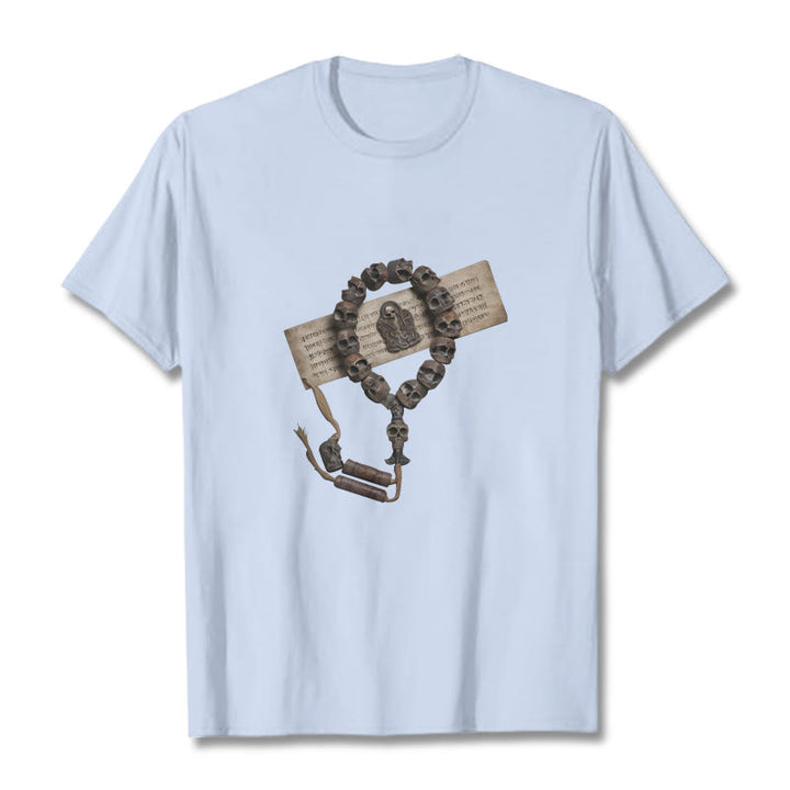 T-shirt à motifs de perles tibétaines représentant des Buddha Stones et le Seigneur de la forêt des cadavres - Cyan clair - 2XL - image 13