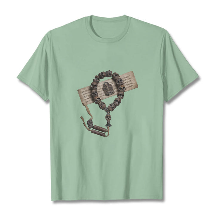T-shirt à motifs de perles tibétaines représentant des Buddha Stones et le Seigneur de la forêt des cadavres - Vert pâle - 2XL - image 16