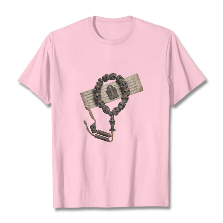 T-shirt à motifs de perles tibétaines représentant des Buddha Stones et le Seigneur de la forêt des cadavres - Rose clair - 2XL - image 14