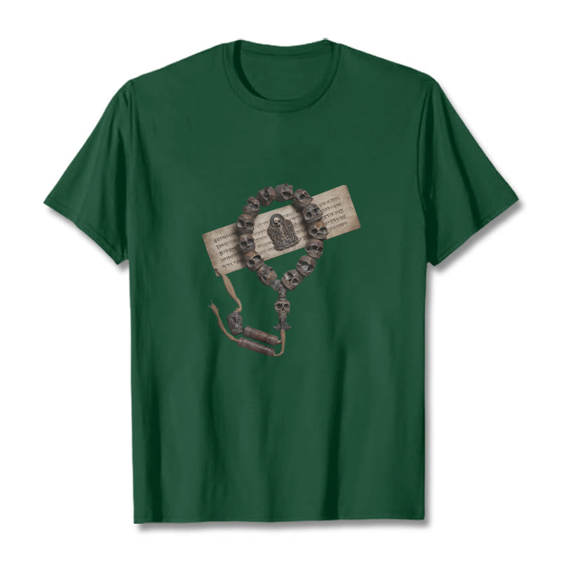 T-shirt à motifs de perles tibétaines représentant des Buddha Stones et le Seigneur de la forêt des cadavres - Vert forêt - 2XL - image 7
