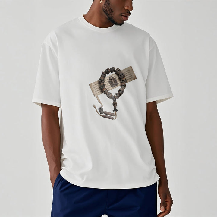 T-shirt à motifs de perles tibétaines représentant des Buddha Stones et le Seigneur de la forêt des cadavres - image 3