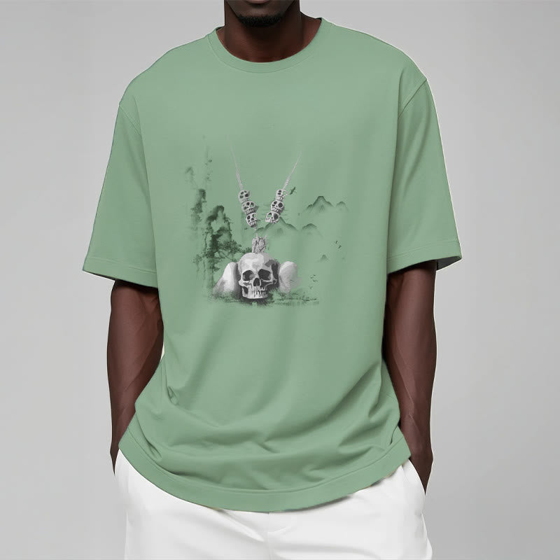 T-shirt avec pendentif en forme de nuages ​​et de crânes de forêt représentant des Buddha Stones tibétaines - image 17