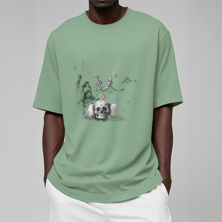 T-shirt avec pendentif en forme de nuages ​​et de crânes de forêt représentant des Buddha Stones tibétaines - image 17