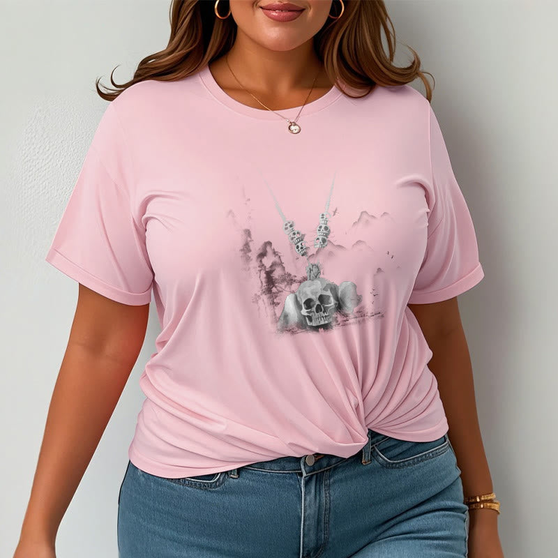 T-shirt avec pendentif en forme de nuages ​​et de crânes de forêt représentant des Buddha Stones tibétaines - image 15