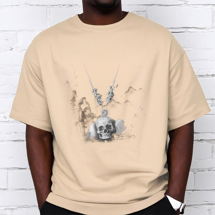 T-shirt avec pendentif en forme de nuages ​​et de crânes de forêt représentant des Buddha Stones tibétaines - image 21