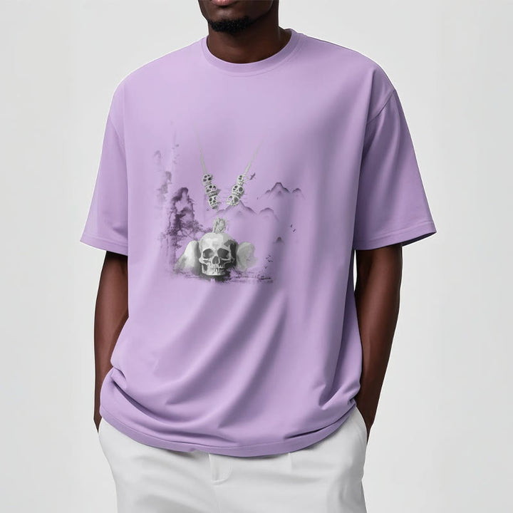 T-shirt avec pendentif en forme de nuages ​​et de crânes de forêt représentant des Buddha Stones tibétaines - image 19