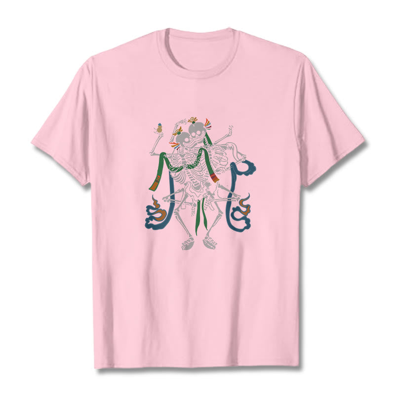 T-shirt tibétain avec Buddha Stones et motif du Seigneur de la forêt des cadavres - Rose clair - 2XL - image 14