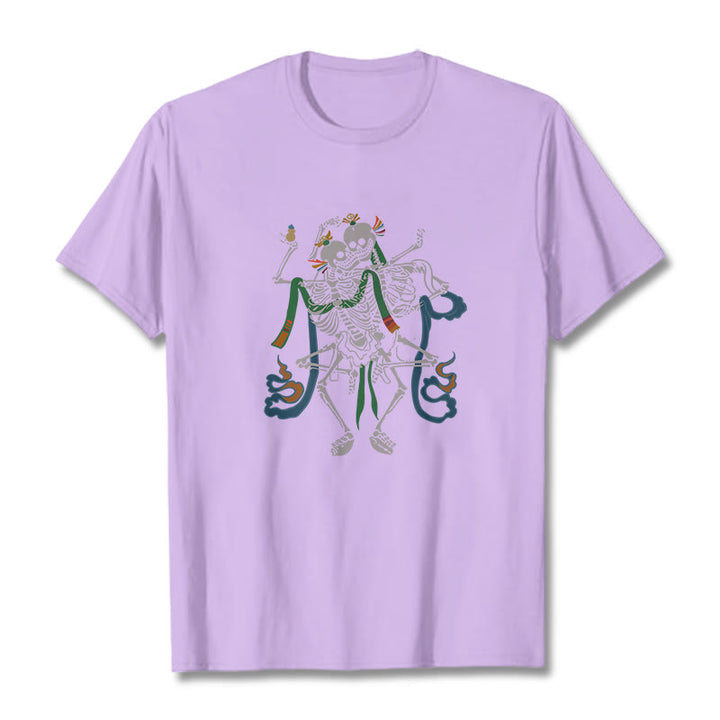 T-shirt tibétain avec Buddha Stones et motif du Seigneur de la forêt des cadavres - Prune - 2XL - image 18