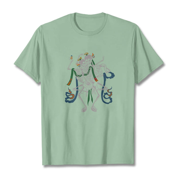 T-shirt tibétain avec Buddha Stones et motif du Seigneur de la forêt des cadavres - Vert pâle - 2XL - image 15