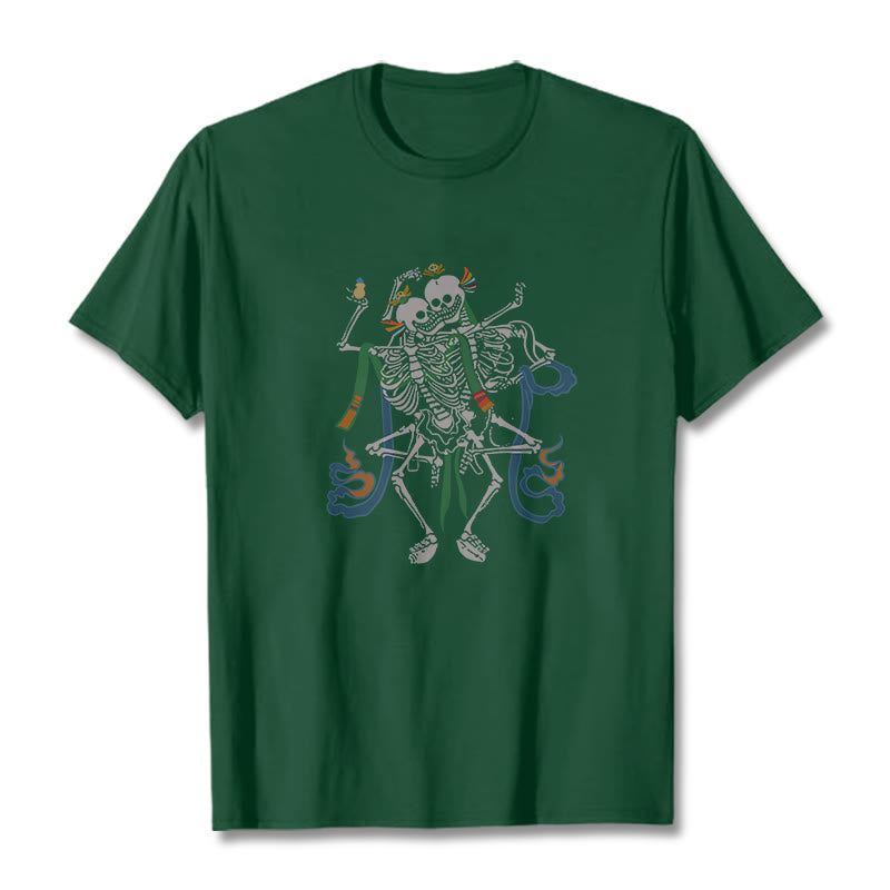 T-shirt tibétain avec Buddha Stones et motif du Seigneur de la forêt des cadavres - Vert forêt - 2XL - image 11