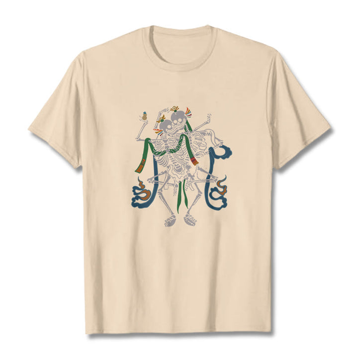 T-shirt tibétain avec Buddha Stones et motif du Seigneur de la forêt des cadavres - Bisque - 2XL - image 20
