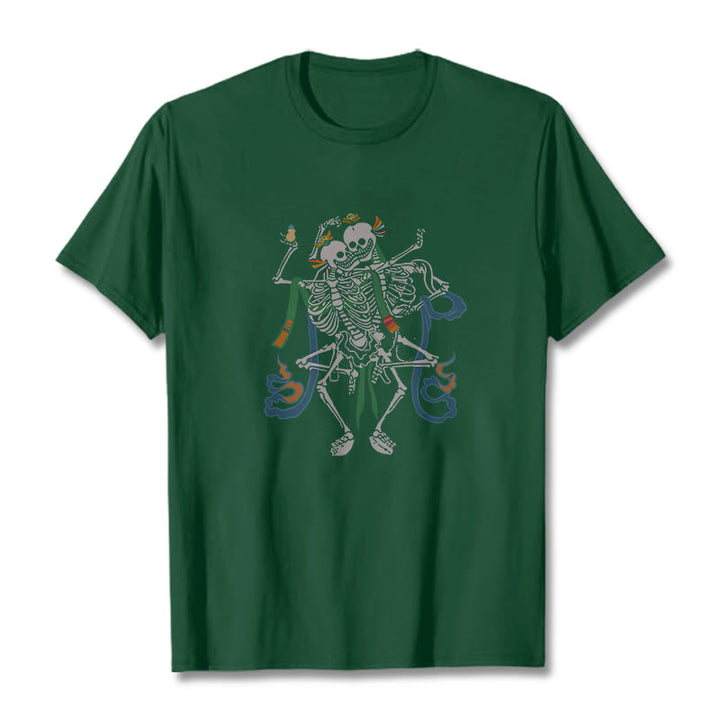 T-shirt tibétain avec Buddha Stones et motif du Seigneur de la forêt des cadavres - Vert forêt - 2XL - image 10